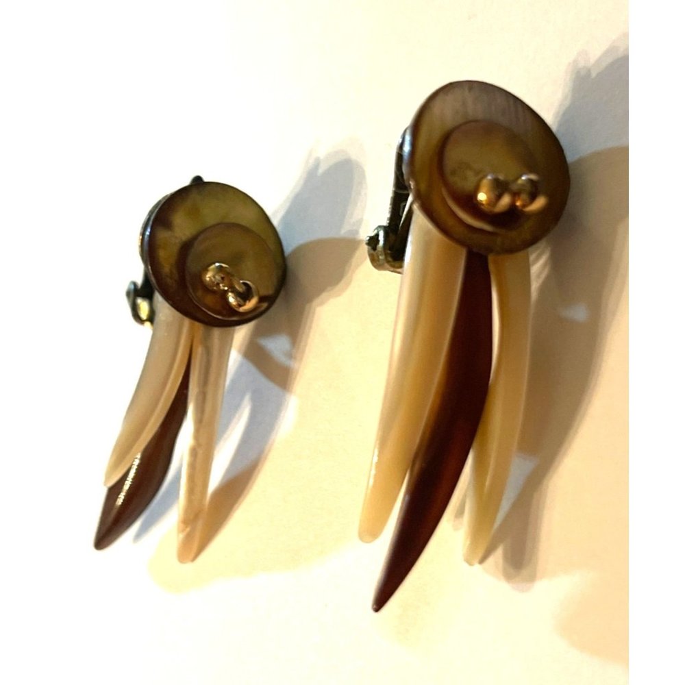 Vintage Clip-on Earrings Marked Japan, Either Pearl or MOP, Beautiful Luster